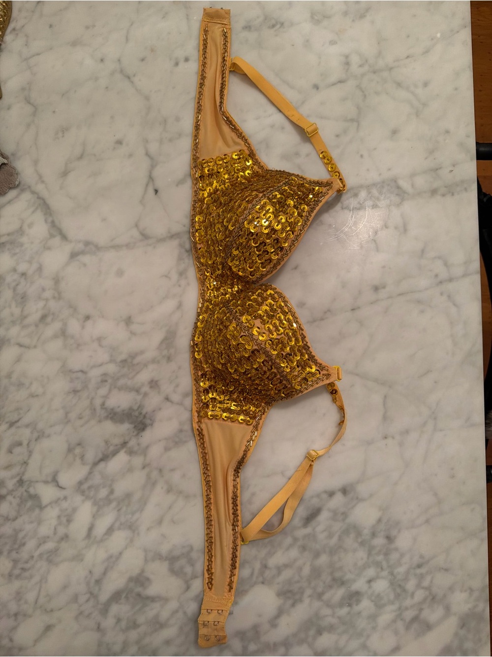 Sequin Embellished Gold Bra - Women Accessories